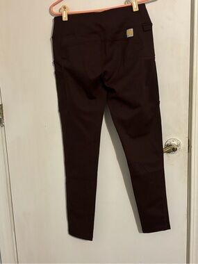 Carhartt Dark Brown Stretch Work Leggings with Logo Patch